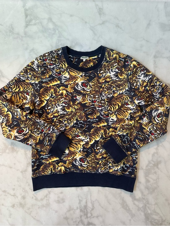Kenzo Other - Kenzo Paris Men’s Tiger Print Navy Blue Cotton Crewneck Sweatshirt L Large